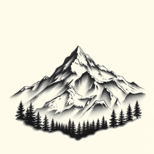 Black & Grey Ink Mountain Tattoo