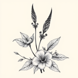 Black & Grey Ink Nature Tattoo