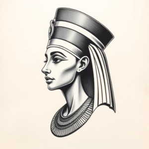 Black & Grey Ink Nefertiti Tattoo
