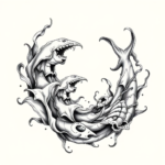 Black & Grey Ink Ocean Tattoo