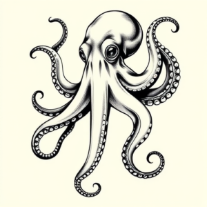 Black & Grey Ink Octopus Tattoo
