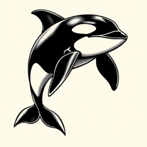 Black & Grey Ink Orca Tattoo