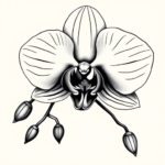 Black & Grey Ink Orchid Tattoo