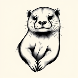 Black & Grey Ink Otter Tattoo