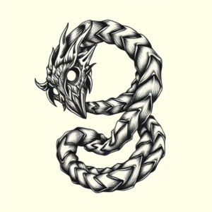 Black & Grey Ink Ouroboros Tattoo