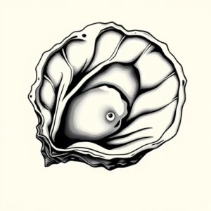 Black & Grey Ink Oyster Tattoo