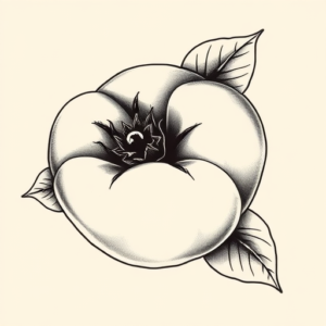 Black & Grey Ink Peach Tattoo