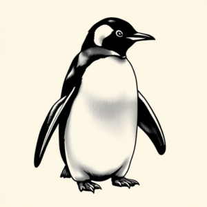 Black & Grey Ink Penguin Tattoo