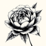 Black & Grey Ink Peony Tattoo