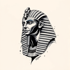 Black & Grey Ink Pharaoh Tattoo