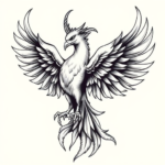 Black & Grey Ink Phoenix Tattoo