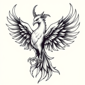 Black & Grey Ink Phoenix Tattoo