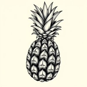 Black & Grey Ink Pineapple Tattoo