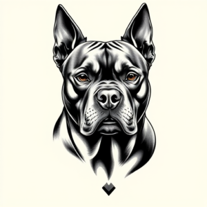 Black & Grey Ink Pitbull Tattoo