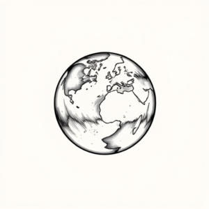 Black & Grey Ink Planet Tattoo