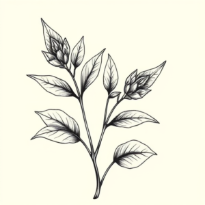 Black & Grey Ink Plant Tattoo