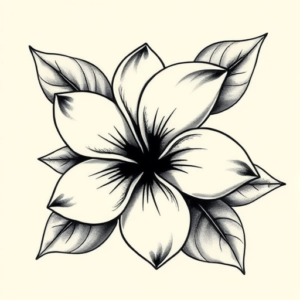 Black & Grey Ink Plumeria Tattoo
