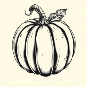 Black & Grey Ink Pumpkin Tattoo