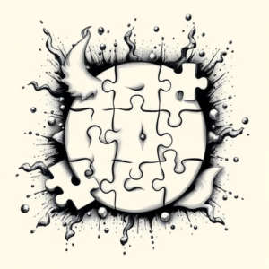 Black & Grey Ink Puzzle Tattoo