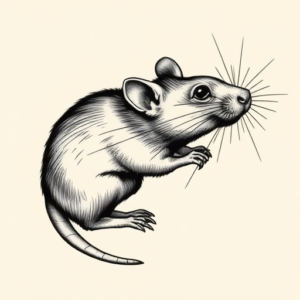 Black & Grey Ink Rat Tattoo