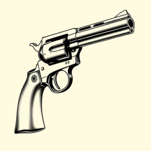 Black & Grey Ink Revolver Tattoo