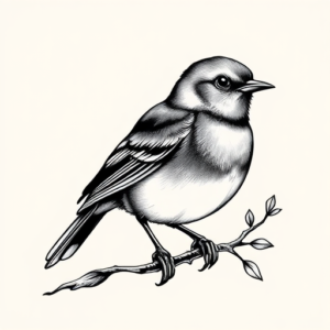 Black & Grey Ink Robin Tattoo