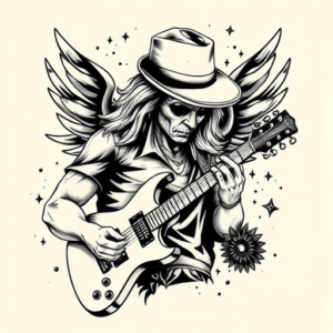 Black & Grey Ink Rockstar Tattoo