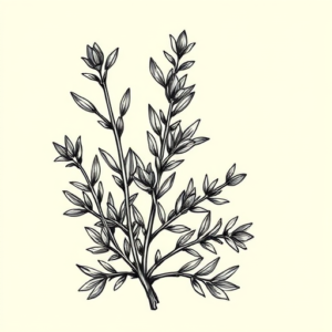Black & Grey Ink Rosemary Tattoo