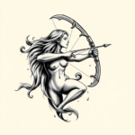 Black & Grey Ink Sagittarius Tattoo