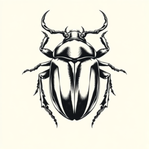 Black & Grey Ink Scarab Tattoo