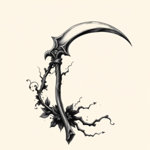 Black & Grey Ink Scythe Tattoo