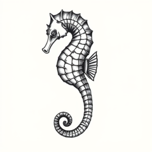 Black & Grey Ink Seahorse Tattoo