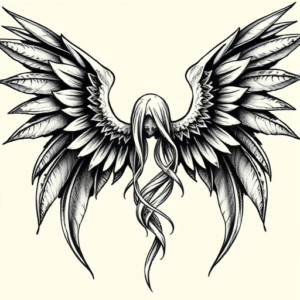 Black & Grey Ink Seraphim Tattoo