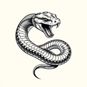 Black & Grey Ink Serpent Tattoo