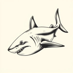 Black & Grey Ink Shark Tattoo