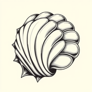 Black & Grey Ink Shell Tattoo