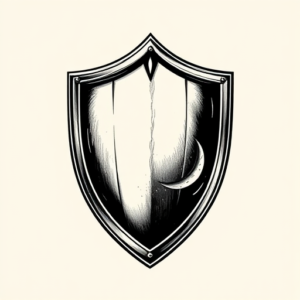 Black & Grey Ink Shield Tattoo