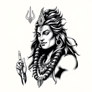 Black & Grey Ink Shiva Tattoo