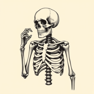 Black & Grey Ink Skeleton Tattoo