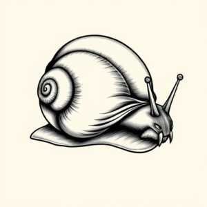Black & Grey Ink Snail Tattoo
