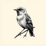 Black & Grey Ink Sparrow Tattoo