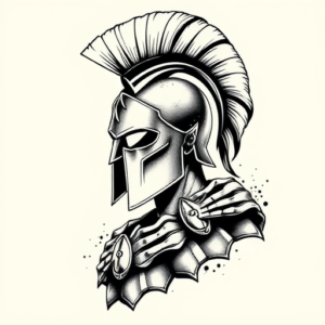 Black & Grey Ink Spartan Tattoo