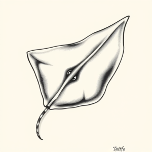 Black & Grey Ink Stingray Tattoo