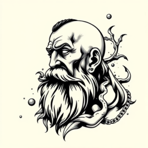 Black & Grey Ink Stoic Tattoo