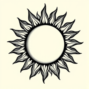 Black & Grey Ink Sun Tattoo
