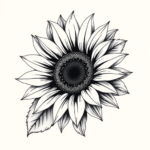 Black & Grey Ink Sunflower Tattoo
