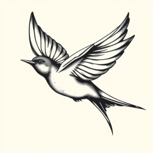 Black & Grey Ink Swallow Tattoo