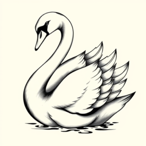 Black & Grey Ink Swan Tattoo