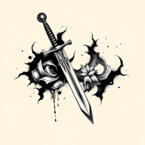 Black & Grey Ink Sword Tattoo