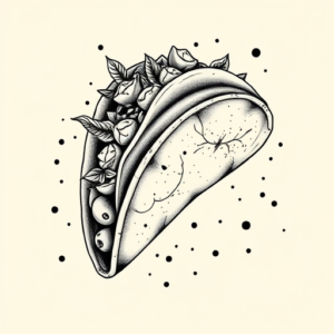 Black & Grey Ink Taco Tattoo